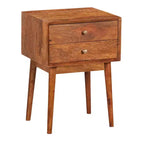 Table de chevet Royal Hampton avec 2 tiroirs et poignées en laiton, en bois de manguier