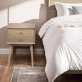 Royal Hampton Bedside Nightstand Table with 2 Drawers and Brass Knobs, Sandblasted Mango Wood Construction