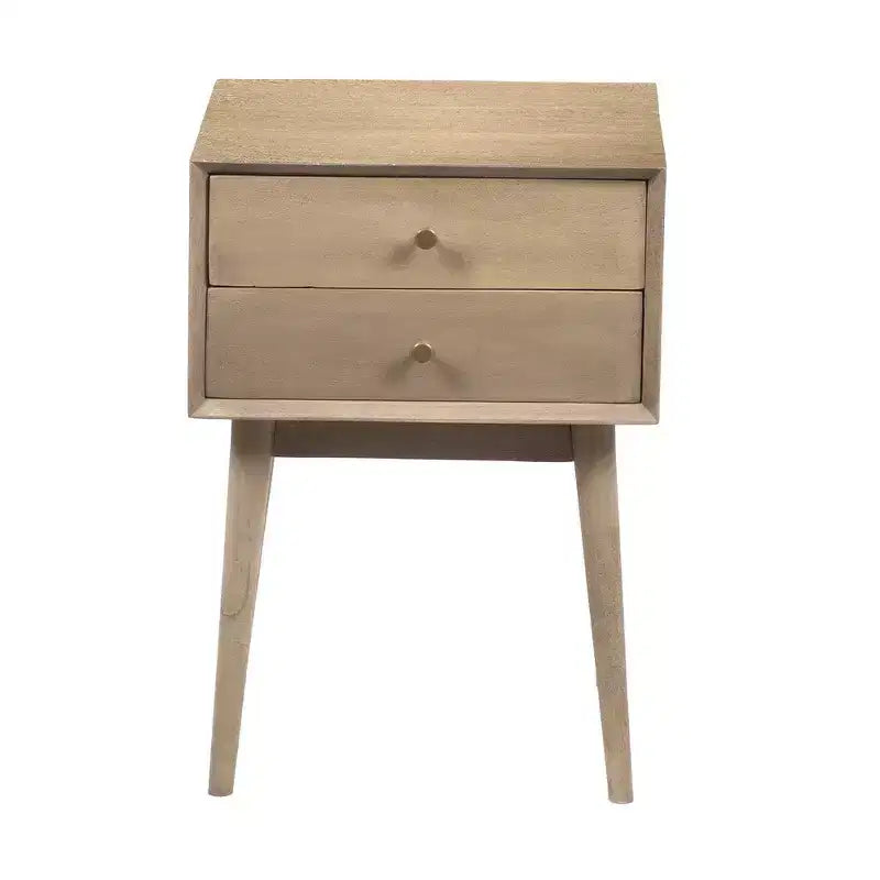 Table de chevet Royal Hampton avec 2 tiroirs et poignées en laiton, en manguier sablé