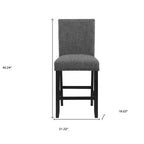 HomeRoots Lot de deux tabourets de bar hauteur comptoir 26" gris et noir en bois et tissu