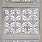 Paravent pliable Royal Hampton à 4 panneaux avec motif floral sculpté en bois de manguier
