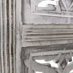 Paravent pliable Royal Hampton à 4 panneaux avec motif floral sculpté en bois de manguier