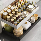 Organisateur coulissant fixe pour armoire, Tiroirs coulissants pour armoires, Rangement coulissant sous évier pour la cuisine