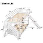 Lit superposé Okak Twin Over Twin au sol avec toboggan et escalier convertibles, lit superposé surélevé en bois de pin massif pour enfants, filles, garçons, facile à assembler