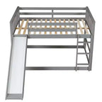 Lit superposé Okak en bois (deux couchages doubles) avec toboggan et garde-corps de sécurité, lit mezzanine avec échelle pour enfants et adolescents, facile à monter, aucun sommier tapissier requis