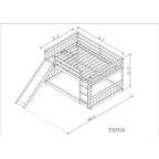 Lit superposé Okak en bois (deux couchages doubles) avec toboggan et garde-corps de sécurité, lit mezzanine avec échelle pour enfants et adolescents, facile à monter, aucun sommier tapissier requis