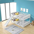 Lit superposé Okak en bois (deux couchages doubles) avec toboggan et garde-corps de sécurité, lit mezzanine avec échelle pour enfants et adolescents, facile à monter, aucun sommier tapissier requis