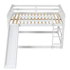 Lit superposé Okak en bois (deux couchages doubles) avec toboggan et garde-corps de sécurité, lit mezzanine avec échelle pour enfants et adolescents, facile à monter, aucun sommier tapissier requis