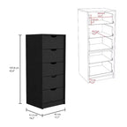 Commode haute et étroite Okak pour chambre à coucher avec 5 tiroirs, commode de rangement avec système coulissant pour placard, chevet, salon, couloir