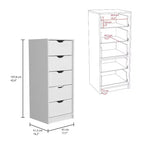 Commode haute et étroite Okak pour chambre à coucher avec 5 tiroirs, commode de rangement avec système coulissant pour placard, chevet, salon, couloir