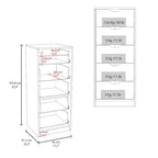 Commode haute et étroite Okak pour chambre à coucher avec 5 tiroirs, commode de rangement avec système coulissant pour placard, chevet, salon, couloir