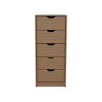 Commode haute et étroite Okak pour chambre à coucher avec 5 tiroirs, commode de rangement avec système coulissant pour placard, chevet, salon, couloir