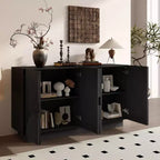 Meuble de rangement moderne Okak avec 4 portes et étagère réglable, buffet en bois avec grand espace de rangement pour salon, salle à manger, cuisine
