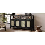 Meuble de rangement moderne Okak avec 4 portes et étagère réglable, buffet en bois avec grand espace de rangement pour salon, salle à manger, cuisine