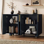 Meuble de rangement moderne Okak avec 4 portes et étagère réglable, buffet en bois avec grand espace de rangement pour salon, salle à manger, cuisine