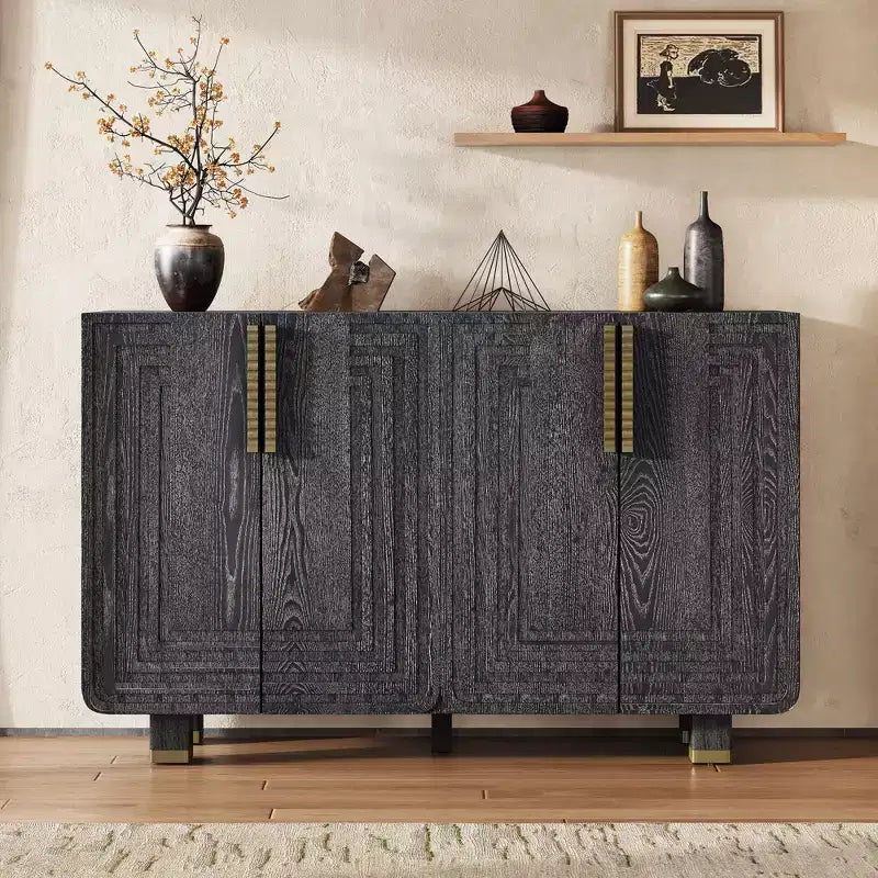 Meuble de rangement moderne Okak avec 4 portes et étagère réglable, buffet en bois avec grand espace de rangement pour salon, salle à manger, cuisine