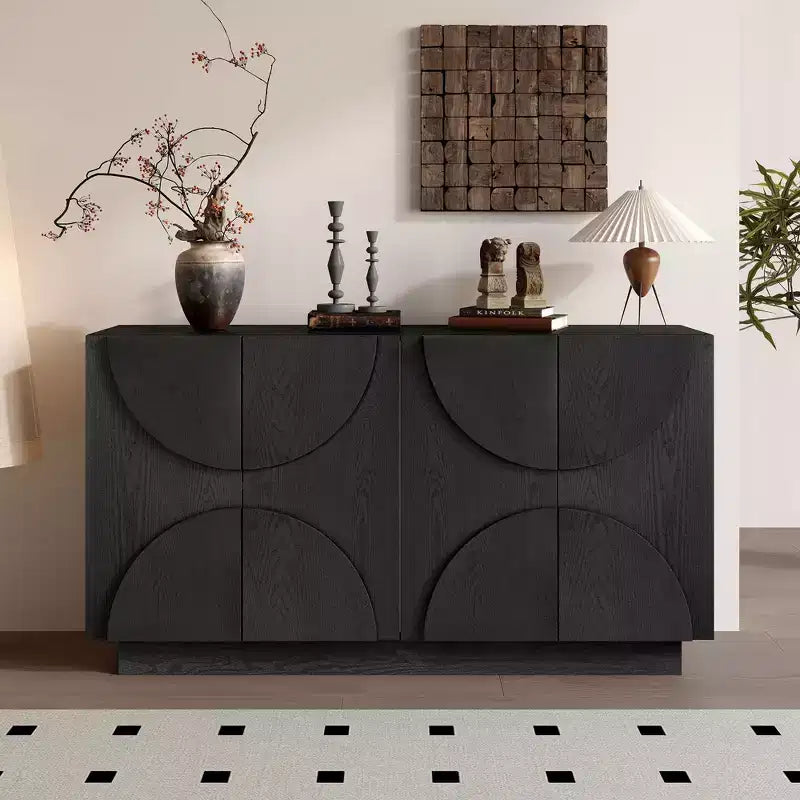 Meuble de rangement moderne Okak avec 4 portes et étagère réglable, buffet en bois avec grand espace de rangement pour salon, salle à manger, cuisine