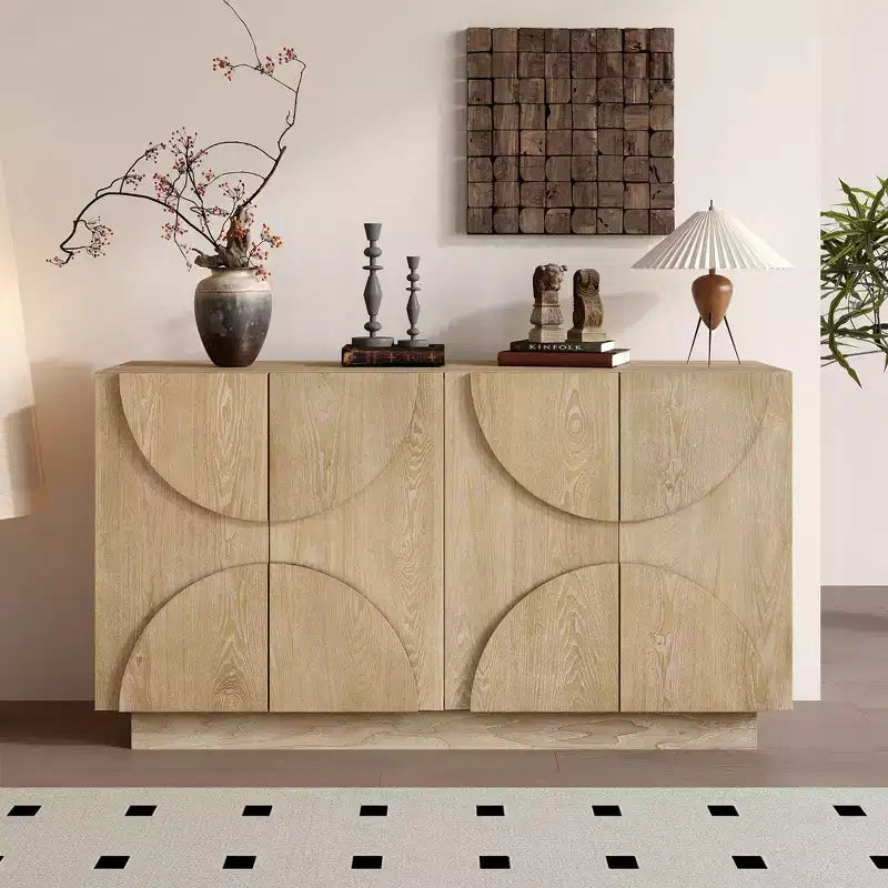 Okak Modern Storage Cabinet With 4 Door & Adjustable Shelf, Wood Sideboard Buffet Cabinet Ample Storage for Living Room,Diningroom,Kitchen