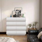 Commode minimaliste Okak à 8 tiroirs, armoire de rangement moderne sans poignée, organiseur large pour chambre parentale, chambre d'enfant ou entrée