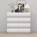Commode minimaliste Okak à 8 tiroirs, armoire de rangement moderne sans poignée, organiseur large pour chambre parentale, chambre d'enfant ou entrée