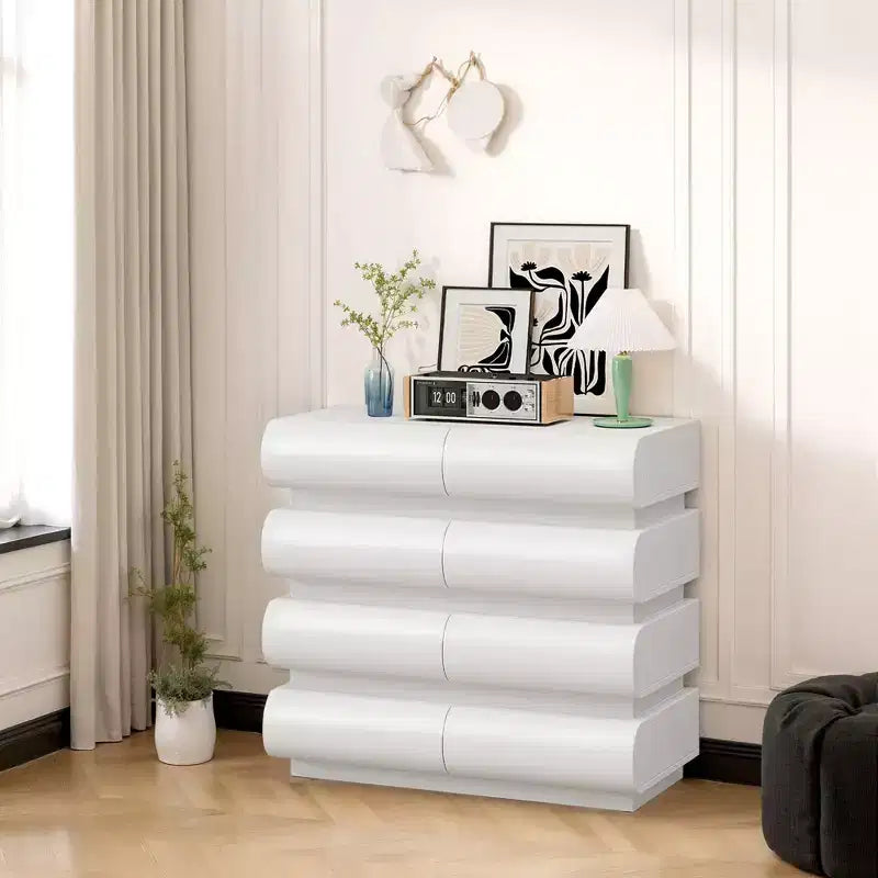 Okak Minimalist 8-Drawer Dresser, Modern Chest Storage Cabinet No Handle, Wide Organizer for Primary Bedroom, Nursery or Entryway