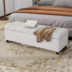 Banc ottoman de rangement moderne Okak avec pieds en bois de bouleau, tabouret de rangement rembourré doux pour salon, entrée, chambre, bout de lit