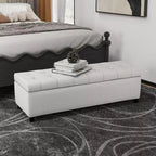Banc ottoman de rangement moderne Okak avec pieds en bois de bouleau, tabouret de rangement rembourré doux pour salon, entrée, chambre, bout de lit