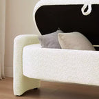 Banc ottoman de rangement moderne Okak avec pieds en bois de bouleau, tabouret de rangement rembourré doux pour salon, entrée, chambre, bout de lit