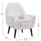 Okak Chaise d'appoint élégante, fauteuil de lecture pour salon avec coussin moelleux, fauteuil Prince Mid-Century avec pieds en bois massif pour bureau et chambre