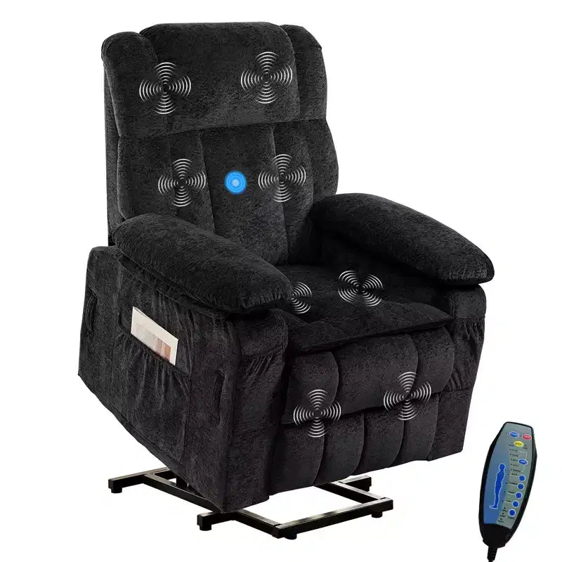 Fauteuil inclinable électrique en velours Mjkone avec chauffage lombaire et massage vibrant 8 points, fauteuil inclinable pour personnes âgées