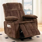 Fauteuil inclinable électrique en velours Mjkone avec chauffage lombaire et massage vibrant 8 points, fauteuil inclinable pour personnes âgées