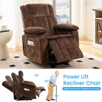 Fauteuil inclinable électrique en velours Mjkone avec chauffage lombaire et massage vibrant 8 points, fauteuil inclinable pour personnes âgées