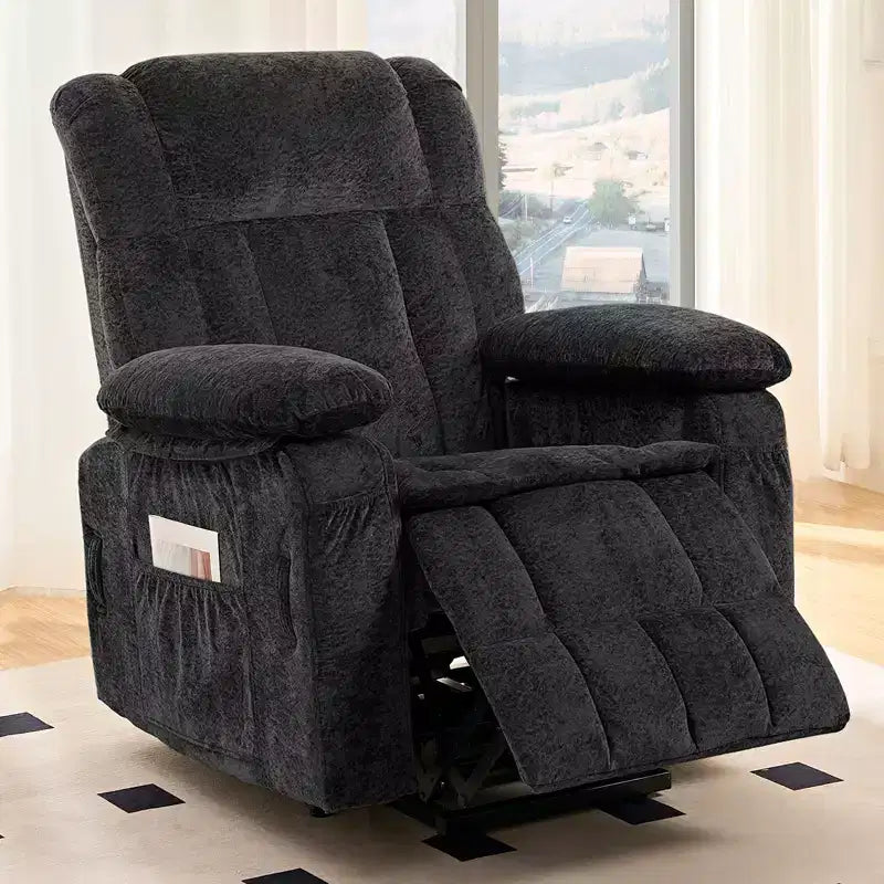 Fauteuil inclinable électrique en velours Mjkone avec chauffage lombaire et massage vibrant 8 points, fauteuil inclinable pour personnes âgées
