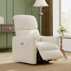 Power Recliner Chair Swivel Glider Upholstered Faux Leather Nursery Rocker Reclining Sofa Chair with Charging Port, Curved Armrests