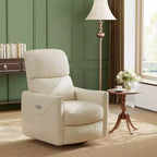 Fauteuil inclinable électrique pivotant et planeur, revêtement en similicuir, fauteuil berçant de nurserie avec port de chargement, accoudoirs incurvés