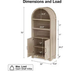 Dyonery 71" Grande Bibliothèque en Arc avec Portes, Armoires Incurvées Modernes du Milieu du Siècle à 5 Niveaux avec Rangement et Étagères Ouvertes Réglables, pour Toute Pièce, Gris
