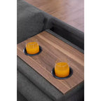 Canapé d'angle Okak 98 avec pouf modulable et 2 coussins décoratifs, chaise longue moderne en lin pour salon, appartement