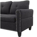 Canapé d'angle Okak 98 avec pouf modulable et 2 coussins décoratifs, chaise longue moderne en lin pour salon, appartement
