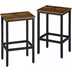 HomeRoots Set of Two 26 Brown and Black Steel and Wood Backless Counter Height Bar Chairs