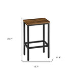 HomeRoots Lot de Deux Chaises de Bar Marron et Noir en Acier et Bois sans Dossier, Hauteur Comptoir, de 26 po