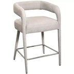 25 Ivory Metal and Fabric Low Back Counter Height Bar Chair