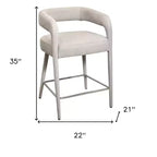 25 chaises de bar de comptoir à dossier bas en métal et tissu ivoire