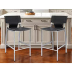HomeRoots Ensemble de deux tabourets de bar gris et argent en similicuir et métal à dossier bas de 63,5 cm