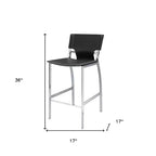 HomeRoots Ensemble de deux tabourets de bar gris et argent en similicuir et métal à dossier bas de 63,5 cm