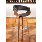 HomeRoots Chaise de bar pivotante à dossier bas en faux cuir marron et fer, hauteur comptoir, 27 po