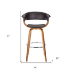 HomeRoots Chaise de bar pivotante à dossier bas en faux cuir marron et fer, hauteur comptoir, 27 po