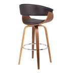 HomeRoots Chaise de bar pivotante à dossier bas en faux cuir marron et fer, hauteur comptoir, 27 po