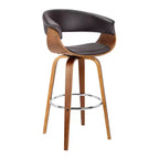 HomeRoots Chaise de bar pivotante à dossier bas en faux cuir marron et fer, hauteur comptoir, 27 po