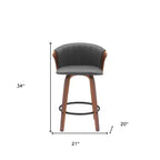 Chaise de bar pivotante HomeRoots 26, hauteur comptoir, en similicuir gris et marron avec pieds en bois massif