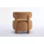 Fauteuil d'appoint sans accoudoirs avec dossier incurvé, en tissu peluche/fourrure, blanc/kaki - ModernLuxe